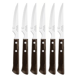 Juego de cuchillos de asado 6 piezas polywood castaño 10,16cm tramontina