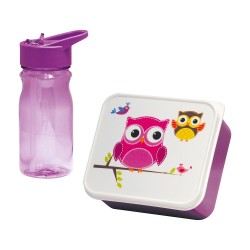 Caja infantil para merienda con cantimplora buho 0,85l/0,5l mondex