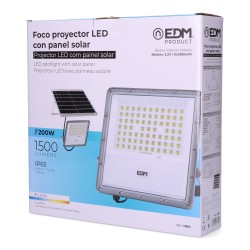 Foco proyector led solar 200 w 1500 lm 6500 k luz fría