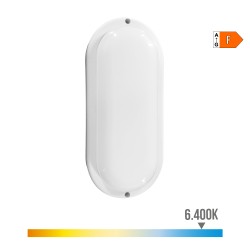 Aplique led oval con sensor crepuscular y de movimiento 18 w 1820 lm 6.400 k 23 x 10,2 x 4,5 cm