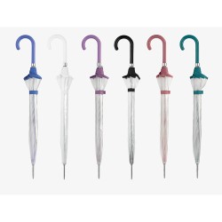 Paraguas largo ø93 cm transparente automático, colores surtidos