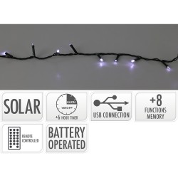 Guirnalda led solar 400 leds 13 funciones parpadeante exterior blanco frio cable verde 20 m