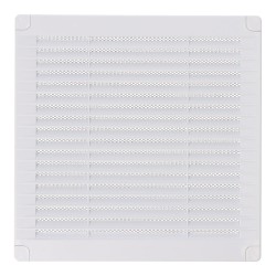 Rejilla ventilación cuadrada con tapones y mosquitera 200x200x7mm abs blanca