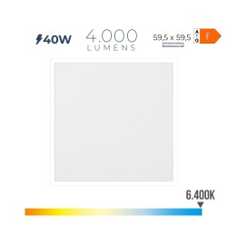Panel led 40 w 6400 k 4300 lm luz fria 59,5 x 59,5 x 2,9 cm