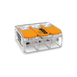 Conector rápido con palanca 3 vias, ø maximo 6 mm², 450 v , 41 a transparente 22,9 x 21,1 x 10,1 mm