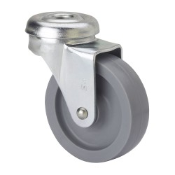 Rueda giratoria con agujero y eje liso, color gris, carga máx. 15 kg, ø 3 cm