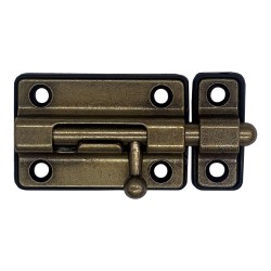 Pasador cerrojo base plástica. 50 mm cuero