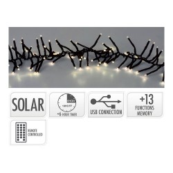 Guirnalda led solar 768 leds 13 funciones parpadeante exterior blanco cálido cable verde 5,6 m