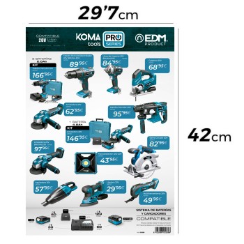 Cartel promocional tematico con pvp koma tools 29,7x42cm