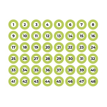 Lámina adhesiva a4 numerada 1-48 verde edm