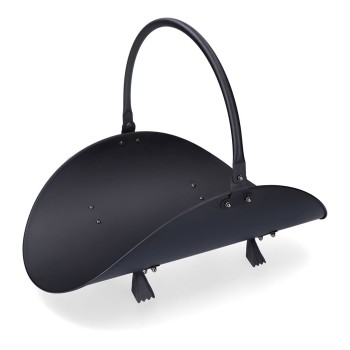 Cesta metálica para leña color negro, 48 x 35 x 38 cm