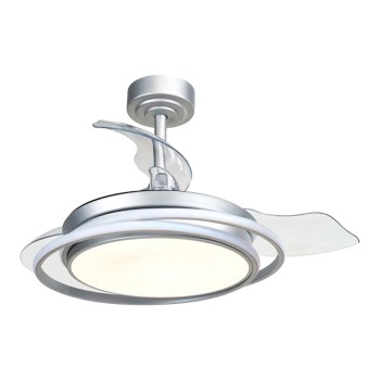 Ventilador de techo led 3cct aspas retráctiles antila mini xs 35 w 3000 lm plata, aspas ø55 cm, plafón ø32 cm, altura 38 - 4 ...