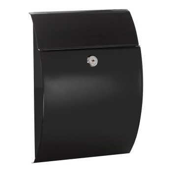 Buzón individual exterior, pequeño, galán, acero, negro, 21 x 7,5 x 29 cm