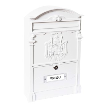 Buzón individual exterior mediano, residencia, aluminio, blanco, 26 x 9 x 42 cm