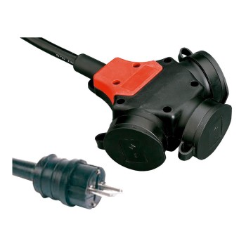 Adaptador multiple schuko goma ip44 2p+t 16 a 250 v~ 10 m de cable 3g2,5 mm negro