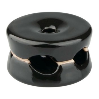 Sujetacables porcelana redondo doble negro, 5 uds ø32 x 18,6 mm