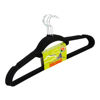 Perchas flocadas, colores surtidos, 4 uds