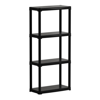 Estantería línea tempo con 4 estantes de polipropileno negro, 60 x 30 x 133 cm