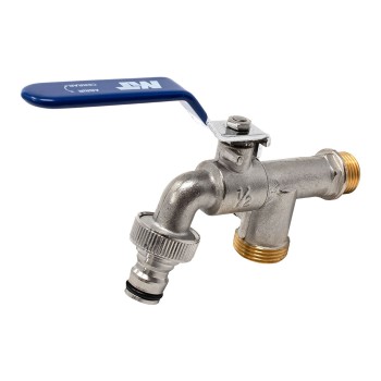 Grifo esfera jardín pn16 palanca acero cromado ??ø½ pulg x dos salidas ø¾ pulg