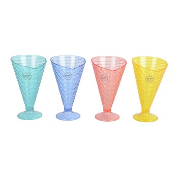 Vaso reutilizable diseño cónico, colores surtidos, set de 4 uds
