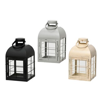 Farolillo decorativo de hierro 13,5 x 13,5 x 24 cm, colores surtidos