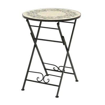 Mesa metálica/mosaico plegable, atenas, color negro, para exterior ø58 x 75 cm