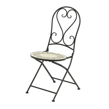 Silla metálica/mosaico plegable atenas color negro para exterior