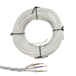 Cable paralelo textil trenzado h05vv-f 3 g 1,50 mm² blanco euro/m