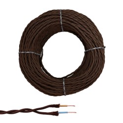 Cable paralelo textil trenzado h05vv-f 2 x 1,50 mm² marrón euro/m