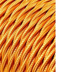 Carrete cable textil trenzado h03vv-f 2 x 0,75 mm² oro oscuro, 25 m