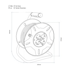 Enrollacables 50 m 3 g 1,50 mm 4 tomas bipolares con t/tl con protector térmico