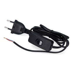 Conexion con interruptor 3a 1,5m 2x0,75mm manguera plana negra edm