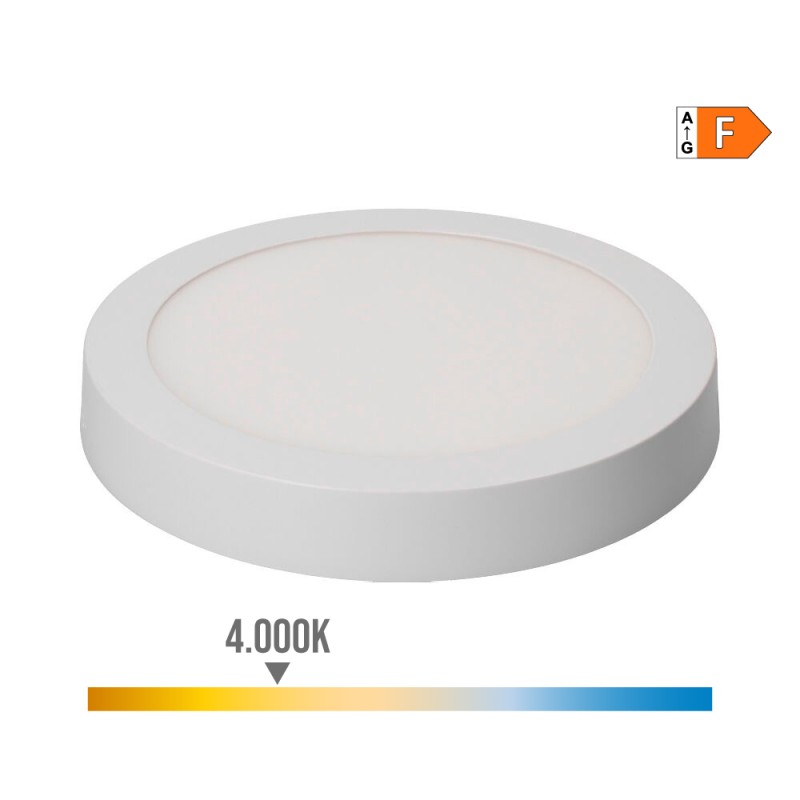 Downlight led superficie redondo blanco 20 w 1500 lm 4000 k luz dia ø 22 x 3 cm