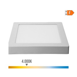 Downlight led superficie cuadrado cromado 20 w 1500 lm 4000 k luz dia 22 x 22 x 3 cm