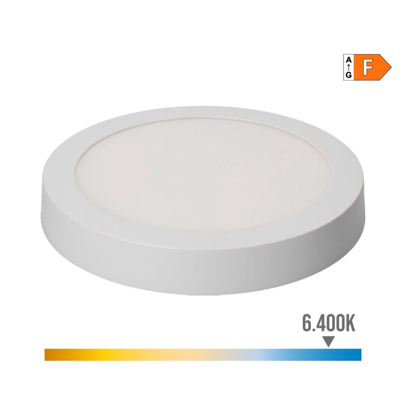 Downlight led superficie redondo blanco 20 w 1500 lm 6400 k luz fria ø22 x 3,5 cm