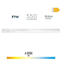 Regleta led 7 w 4000 k luz dia 600 lm 50,5 x 2,5 x 3,6 cm