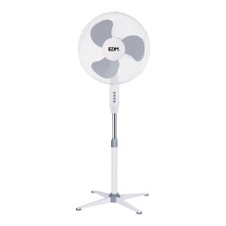 Ventilador de pie, blanco, potencia 45 w, db 60, aspas ø40 cm, altura regulable 105-125 cm