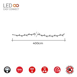 Guirnalda easy-connect 4m 60 leds blanco frio ip44 30v (ip44 interior-exterior) total 1,08w
