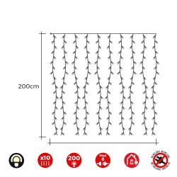 Cortina led easy-connect, blanco cálido, interior-exterior 2m