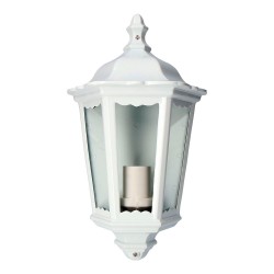 Aplique exterior milan de aluminio y cristal e27 100 w sin bombilla, color blanco, luz hacia arriba