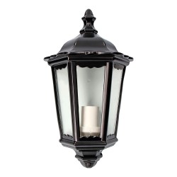 Aplique exterior milan de aluminio y cristal e27 100 w sin bombilla, color negro, luz hacia arriba