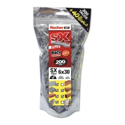 Taco sx plus ø6 x 30 mm, big pack 200 uds + 40 uds gratis