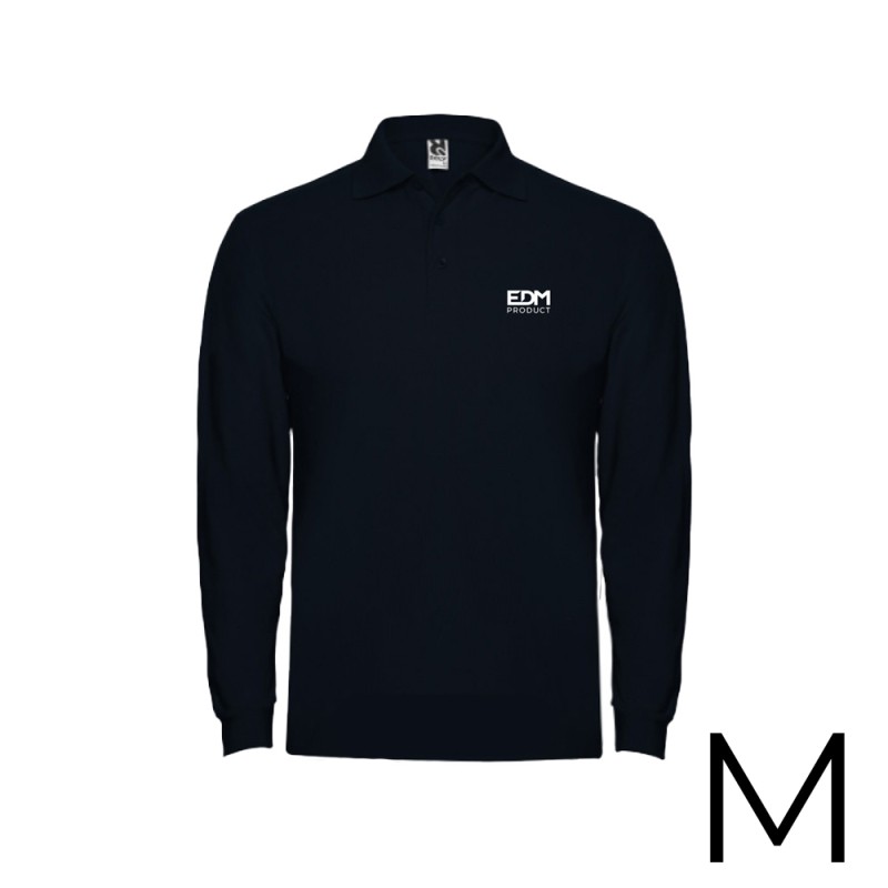 *merchandising* polo negro manga larga talla-m 65% poliéster 35% algodon edm