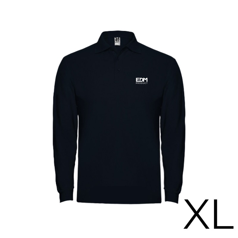 *merchandising* polo negro manga larga talla-xl 65% poliéster 35%algodon edm