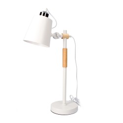 Flexo vintage simple madera/metal e27 60w color blanco ø 15 x 54 cm