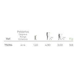 Escalera multifunción telescópica de aluminio 4 + 4 peldaños en131
