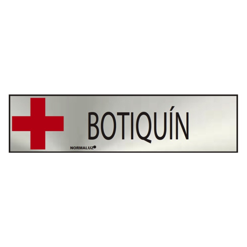 Cartel informativo "botiquin" (inox adhesivo 0.8mm) 5x20cm normaluz