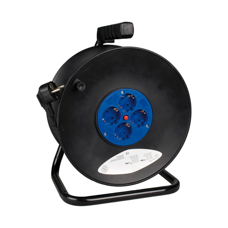 Enrollacables 25 m 3 g 1,50 mm² 4 tomas bipolares con t/tl