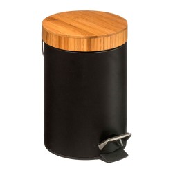 Papelera pedal bambu-negro 3 l